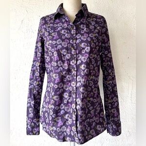 Barbour Purple Redmire Thistle Country Cottage Print LS Shirt—BEAUTIFUL!! EUC! 6